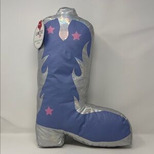 Limited Too -Silver and Purple Cowboy Boot Plush Rest Pillow 12x18”